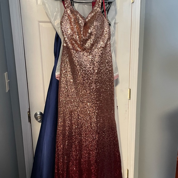 Sequence rose gold dress! Middle person is what it looks like on - Picture 2 of 2